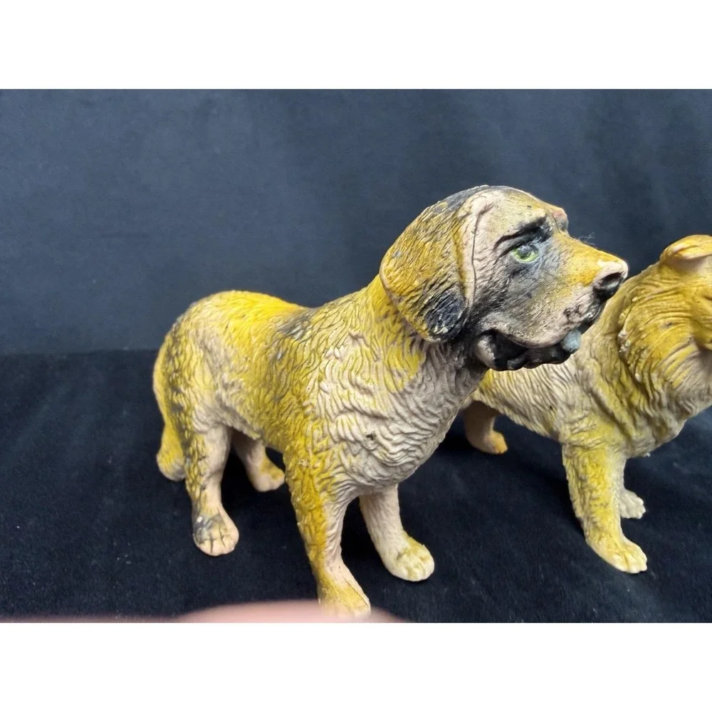 Imperial Toy Corp Rubber Dogs St. Bernard & Collie Hong Kong 1974 Vintage Toys